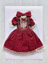Load image into Gallery viewer, Burgundy Puffed-sleeve Dress