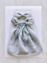 Load image into Gallery viewer, Dusty Blue Shoulder Puff Dress with beads