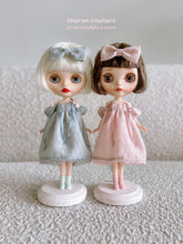 Load image into Gallery viewer, Dusty Blue Shoulder Puff Dress with beads