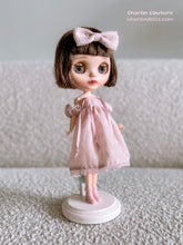 Load image into Gallery viewer, Dusty Pink Shoulder Puff Dress with Beads