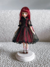 Load image into Gallery viewer, Red Linen &amp; Black Tulle Dress Set