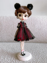 Load image into Gallery viewer, Red Linen &amp; Black Tulle Dress Set