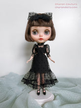 Load image into Gallery viewer, Black Puffed-sleeve Tulle Dress