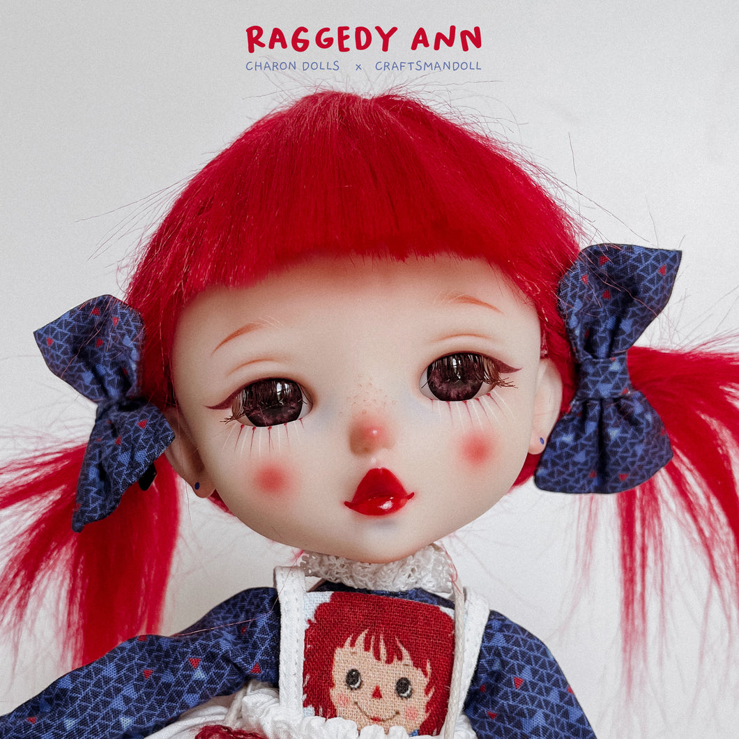Collector's Item Raggedy Ann Doll Medium Blue Dress w White