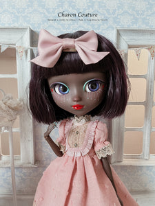 12.Pink Puffed-sleeve Dress Set