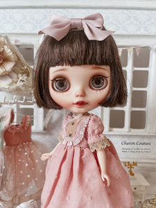 12.Pink Puffed-sleeve Dress Set