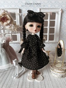 Black Crepe Dotty Dress
